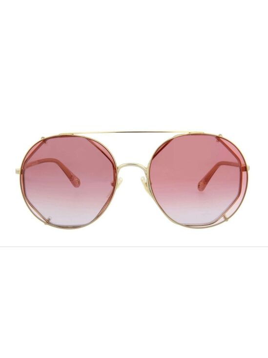 New Women\'s Chloe Gold Pink 2-in-1 Square Round Sunglasses main image 5